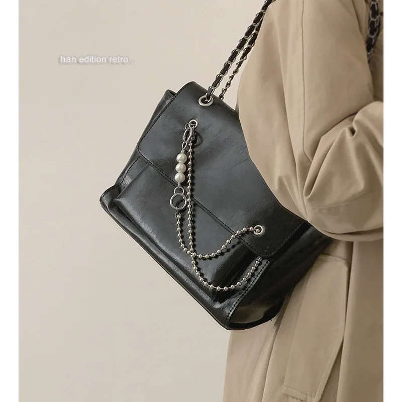 

Versatile Simple Large Capacity Women's Shoulder Bag 2022 New Fashion Retro Tote Bag Brand Design Handbag Chain Messenger Bag