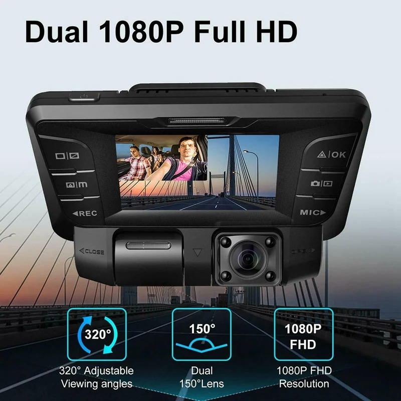 4K Car Dash Cam Wifi DVR Video Camera Dual Lens Front And Cabin FHD 1080P+1080P Driving Recorder For Taxi Uber |