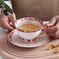 sharpdo 220ml balloon gold thread coffee cup and saucer antique bone china design tea mug