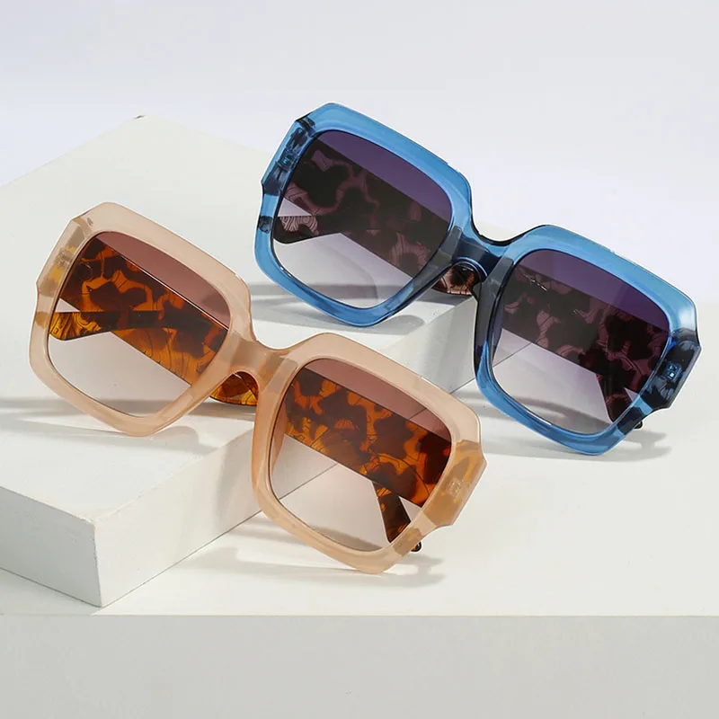 

Fashion Classic Large Square Frame Leopard Leg Sunshade Mirror Luxury Anti-ultraviolet UV400 Casual Hiking Sunglasses for Adult