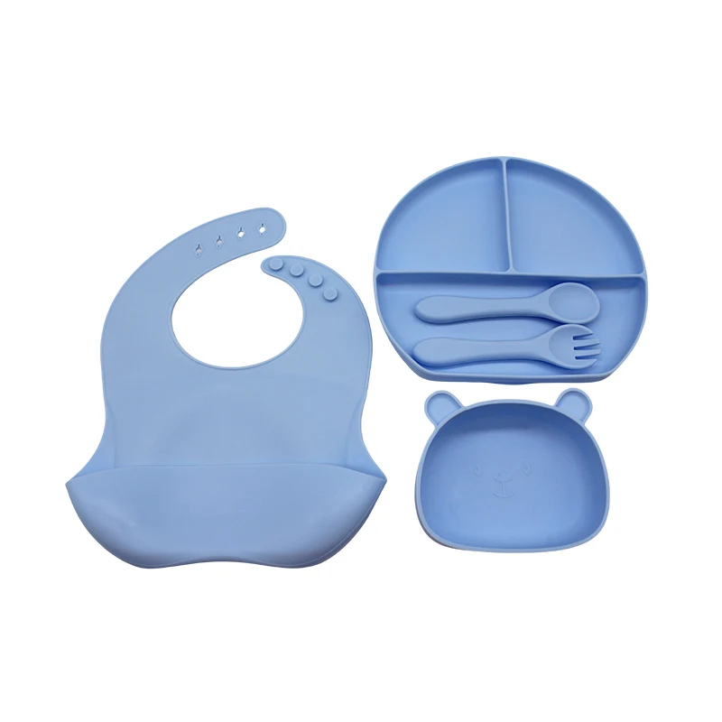 Силиконовая тренировочная тарелка для детей набор подносов еды с нагрудником