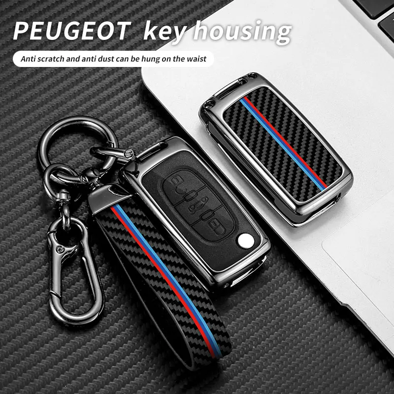 

Car Remote Key Case Cover Holder Shell For Peugeot 107 207 307 308 407 607 3008 5008 For Citroen Xsara Picasso C5 C6 C8 Keychain