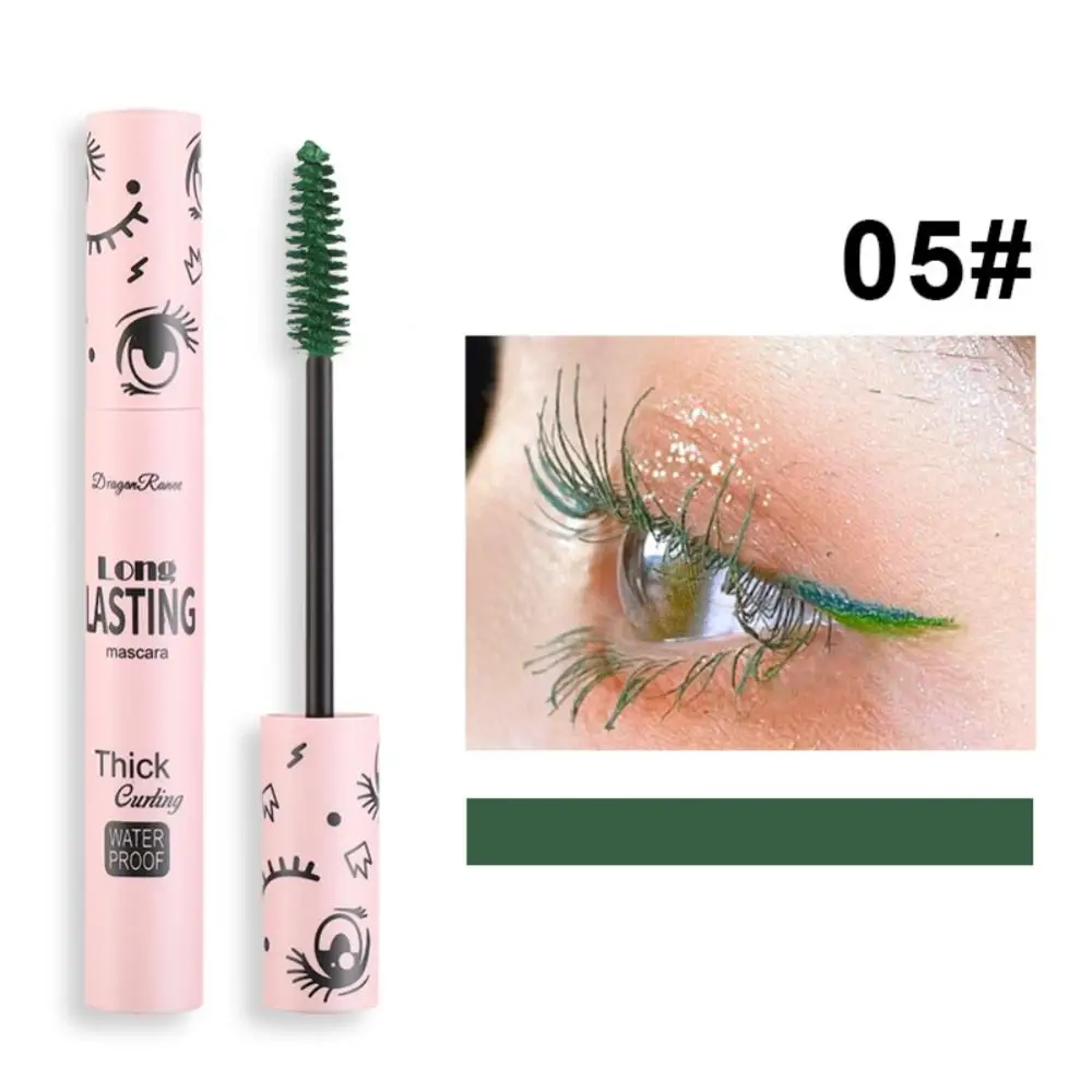 

4D Natural Curling Mascara Waterproof Fast Dry Eyelashes Thick Curls Extension Make-Up Green Blue Brown Black White Ink Mascara