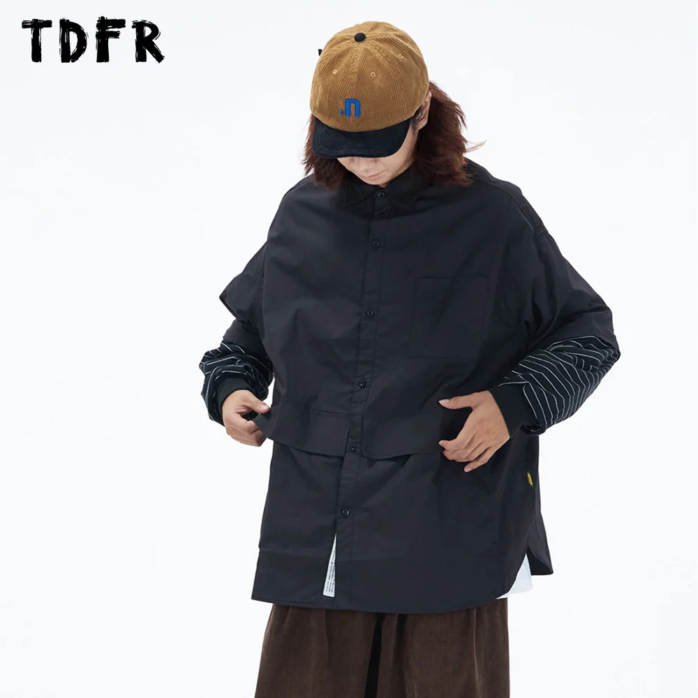 

Patchwork Long Sleeve Shirts Mens Letter Multi-Pocket Autumn Casual Loose Single Breasted Lapel Long Sleeve Men