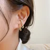 LATS 2022 New Design Irregular U-shaped Gold Color Earrings for Woman Korean Crystal Fashion Jewelry Unusual Accessories Girls 6