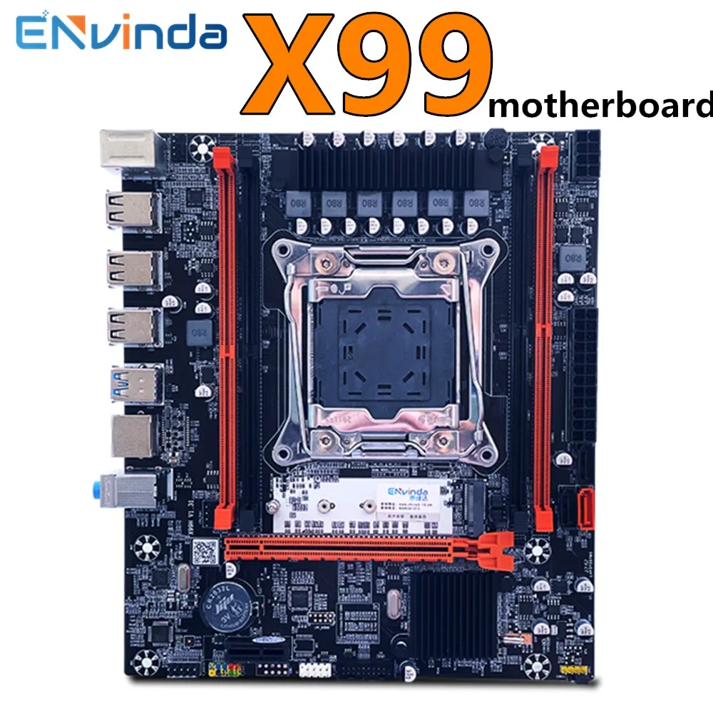 Envinda X99 Slot para Placa-mãe Lga20113 Nvme M.2 Ssd Usb3.0 Suporte Ddr4 Reg Memória Ecc e Processador Intel Xeon e5 v3 v4