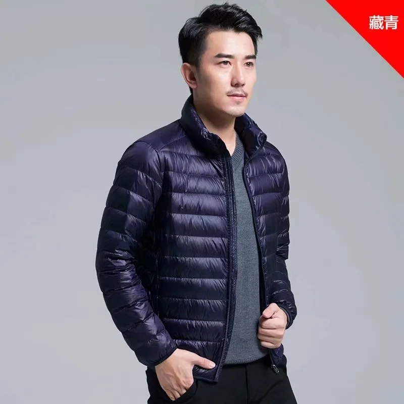 2022 New Winter Fashion Brand Ultra Light Duck Down Jacket Mens Korean Streetwear Feather Coats Stand Collar Warm Men Clothes