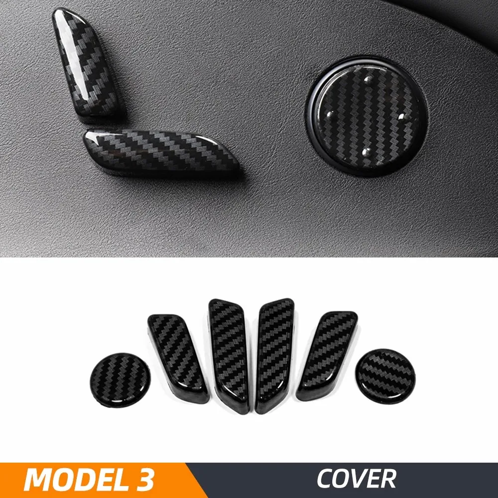 

For Tesla Model 3 Model3 ABS imitate Carbon Fiber Color Interior Seat Adjust Switch Button Trim Cover Car Styling Accessories