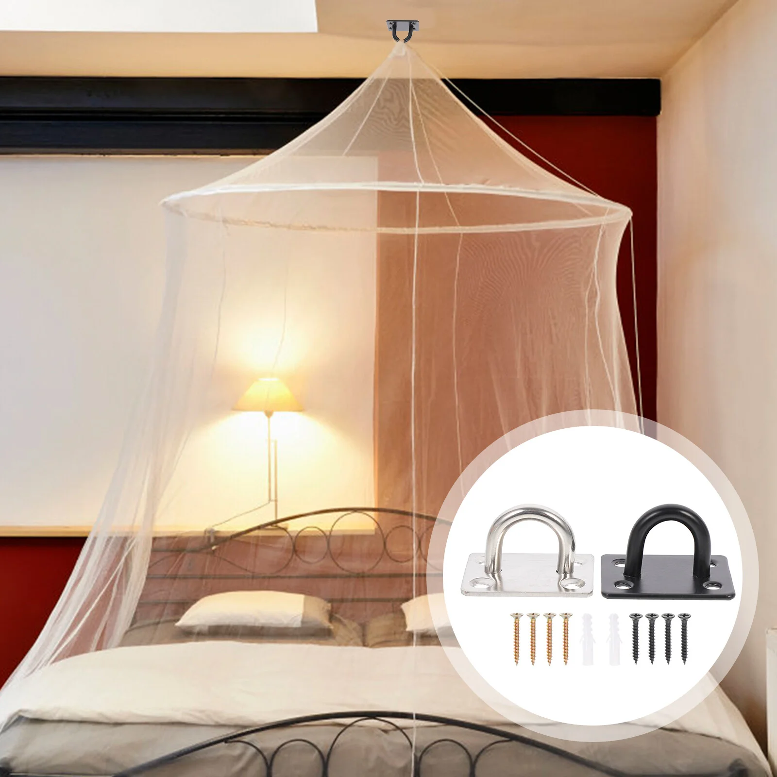 

2 Pcs Hardware Ceiling Hook Hanger Black Clothes Hangers Hanging Hooks Screws Wall Eye Plate Staple Loop