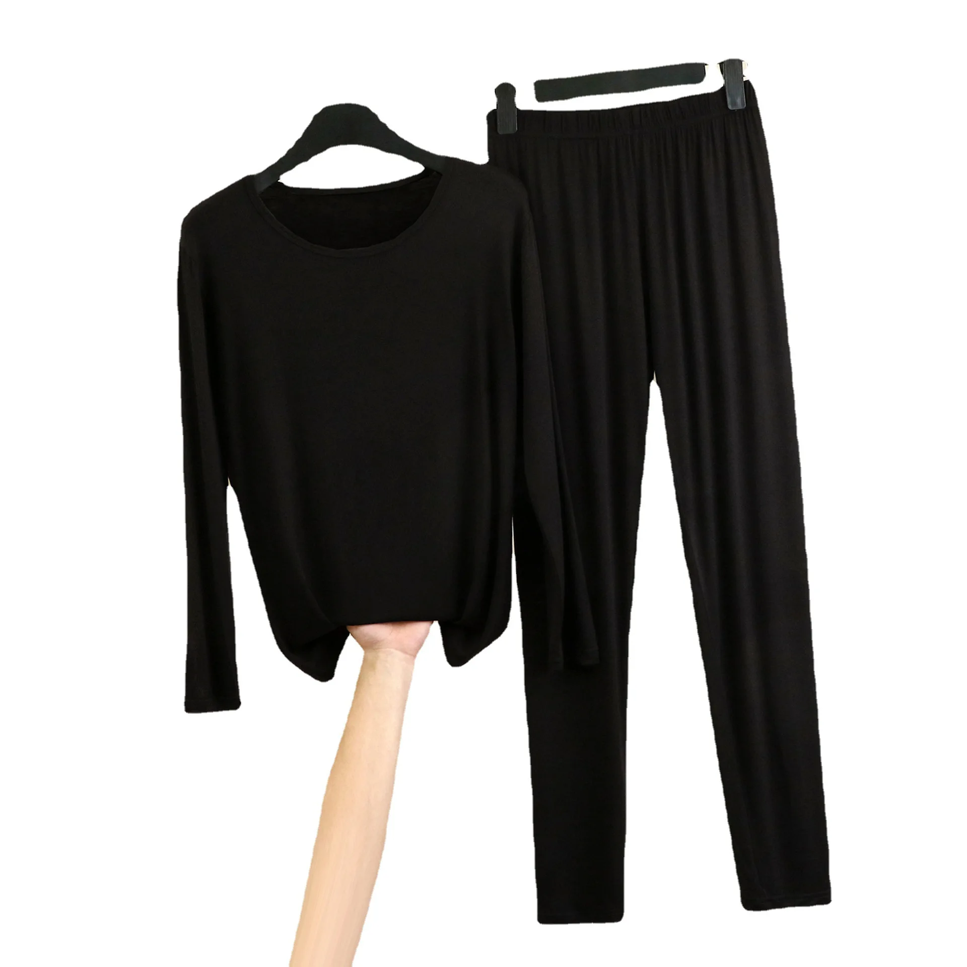 Modal Underwear Set Pajamas Long Pants Women Intimate Clothing Elastic Close-fitting Body Bottoming Home Soft Johns Thermals Top
