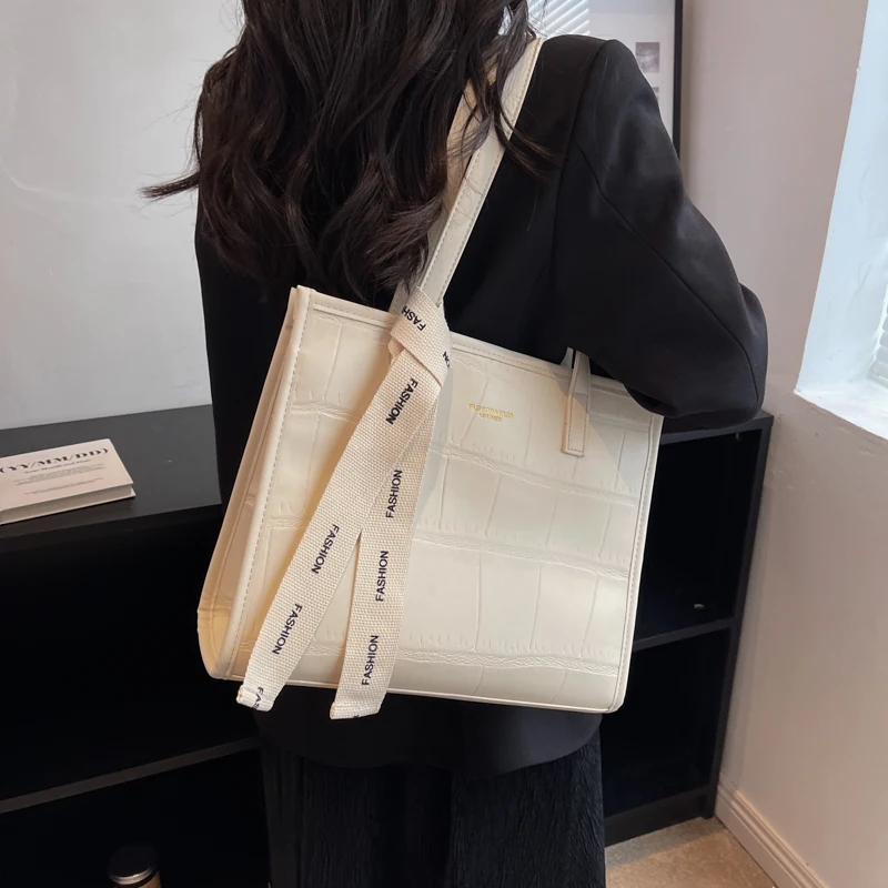 

Square Stone Grain Tote Bags for Office Women 2022 Trend Shoulder Side Bag Vintage Ladies High Capacity Handbags and Purses