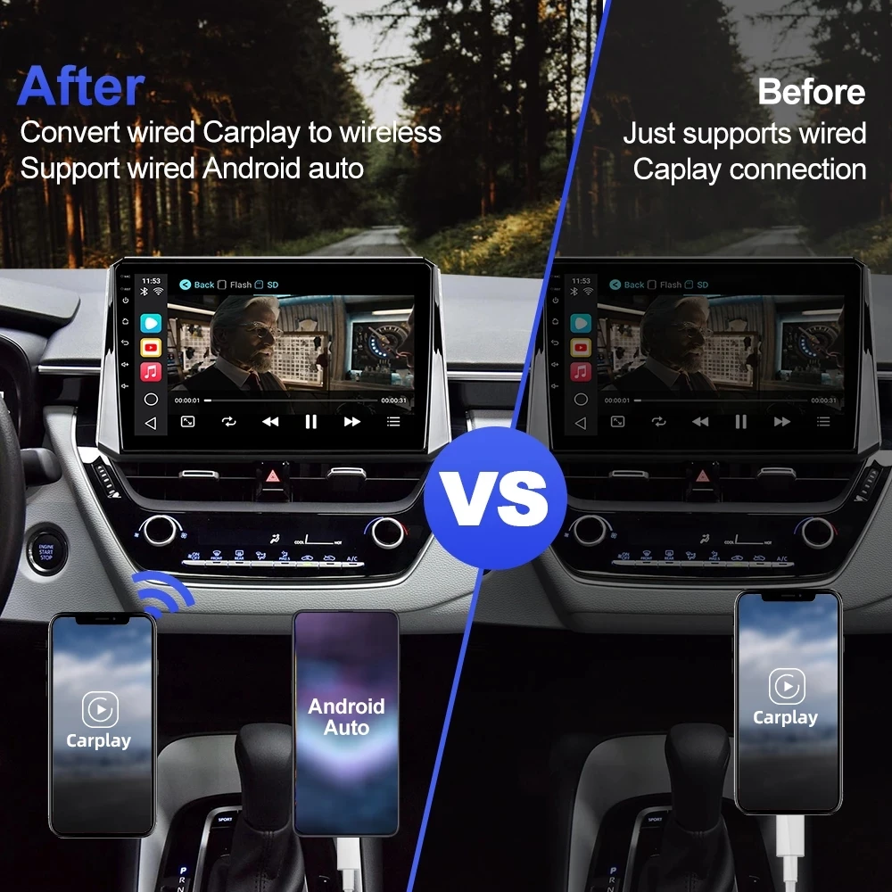 Фото Android 10,0 Carplay Ai Box Qualcomm Snapdragon 8-ядерный 4G 64G беспроводной Carplay для Hyundai Nissan Toyota Mazda Android авто №2