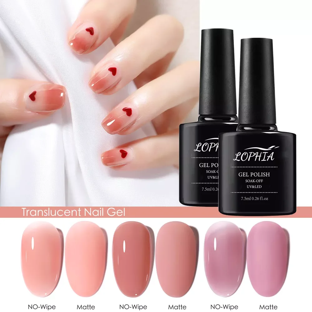 

7.5ml Ice Translucent Jelly Gel Polish Pink Semi Permanent Polish Varnish Hybrid Nails for Manicure Soak Off UV Gel Lacquer