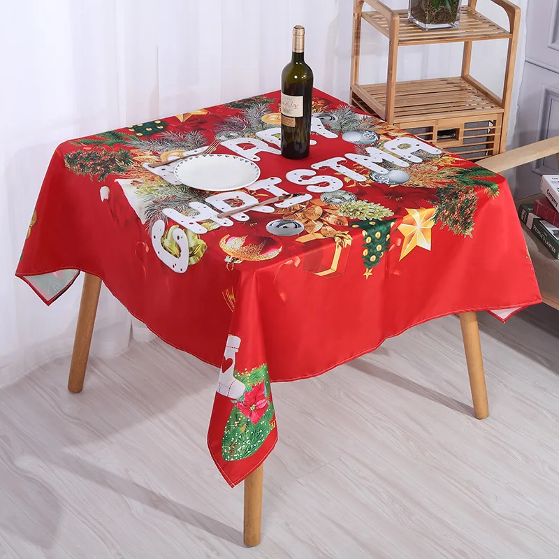 

Christmas Printed Tablecloth Home Kitchen Decoration Ins Style Tablecloth Rectangle Anti-fouling New Year Decoration Table Mat
