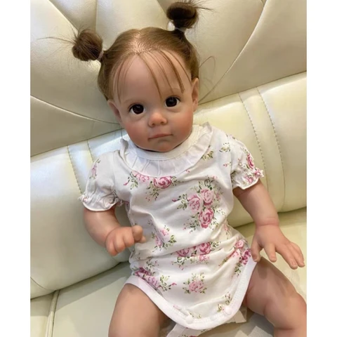 22-дюймовая кукла Reborn Bebe для девочек, реалистичная кукла Reborn Baby Bebes, милая, реалистичная,bonecas bebês renascidos, виниловая muñeca