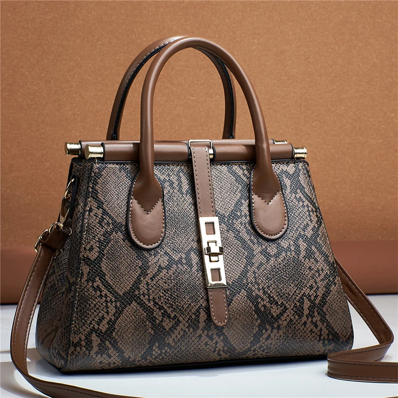 

Vintage Serpentine PU Leather Women's Shoulder Bag Shopper Designer Handbag Female Large Capacity Tote Crossbody Bags For Women