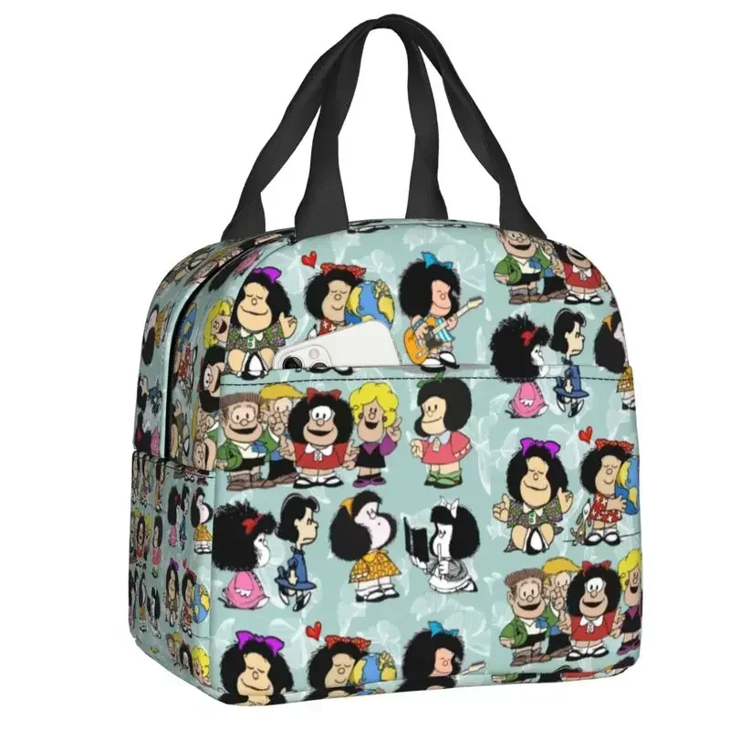 

Mafalda Quino Comics Resuable Lunch Box Women Leakproof Cartoon Thermal Cooler Food Insulated Lunch Bag Office Work