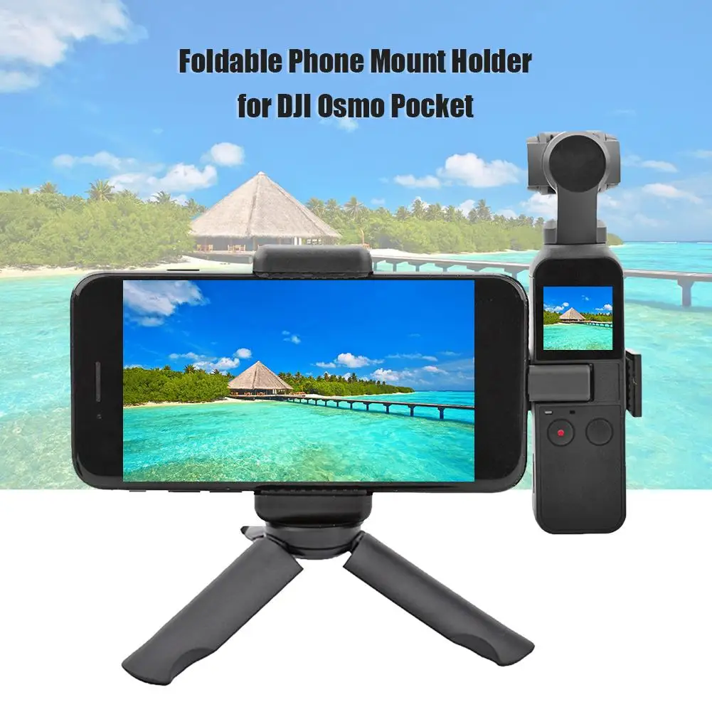 

Handheld Phone Holder Bracket Fixed Stand Mobile Holder Clamp w Large Wide-Angle Lens for DJI Osmo Pocket Gimbal