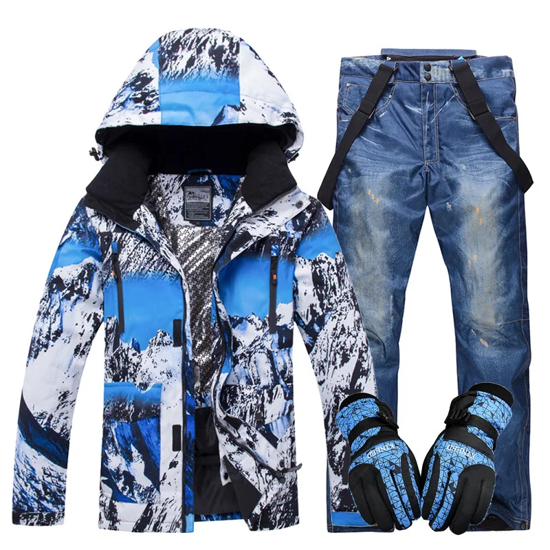 

Зимний лыжный костюм для мужчин, ветрозащитный водонепроницаемый теплый лыжный костюм для улицы, комплект из куртки и брюк, мужские лыжные костюмы для сноуборда