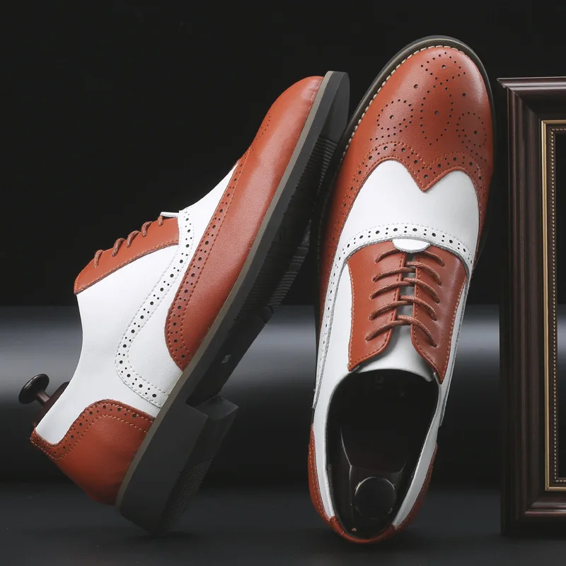 

Retro Brock Carving Men's Shoes Leather Oxford Shoes Fashion Pointed Business Casual Footwear Male Flats Zapatos De Hombre 2.5