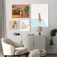 nude woman plant aesthet poster funny abstract canvas painting feminist art print modern wall picture for living room home decor
