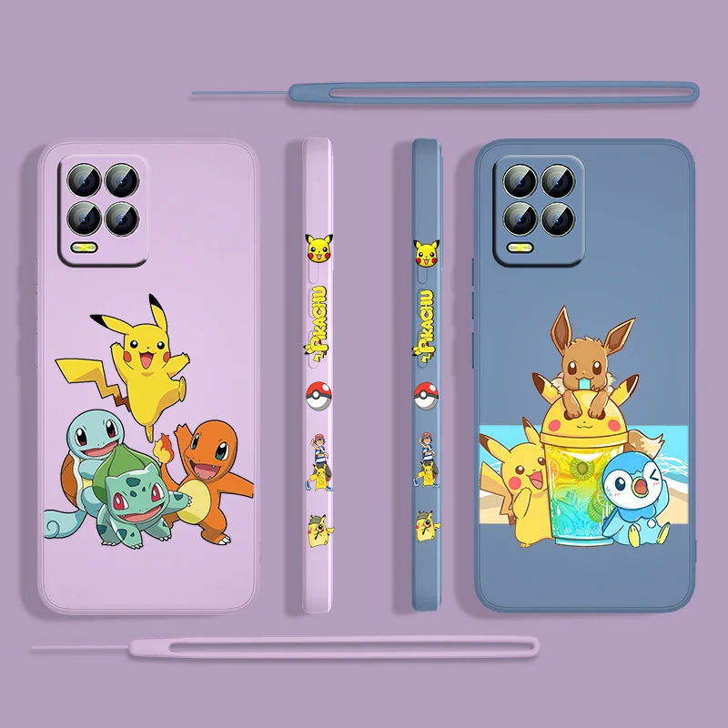 

Anime Cool Pikachu For OPPO Realme 50i 50A 9i 8i 8 6 Pro Find X3 Lite NEO GT Master A9 A5 Liquid Left Rope Phone Case Coque Capa