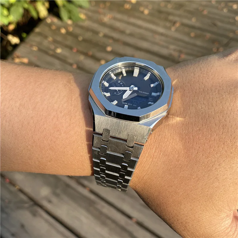 

Metal Stainless Steel watch Strap Case Fit For Casio G Shock Ga2100 GA2110 Modified Farm Oak Replacement Accessories Wholesale