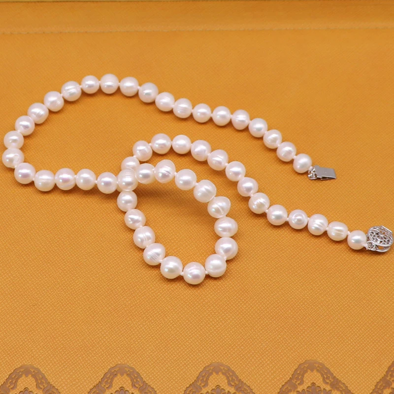 Ожерелье женское из жемчуга длиной 6-7 мм с натуральным культом