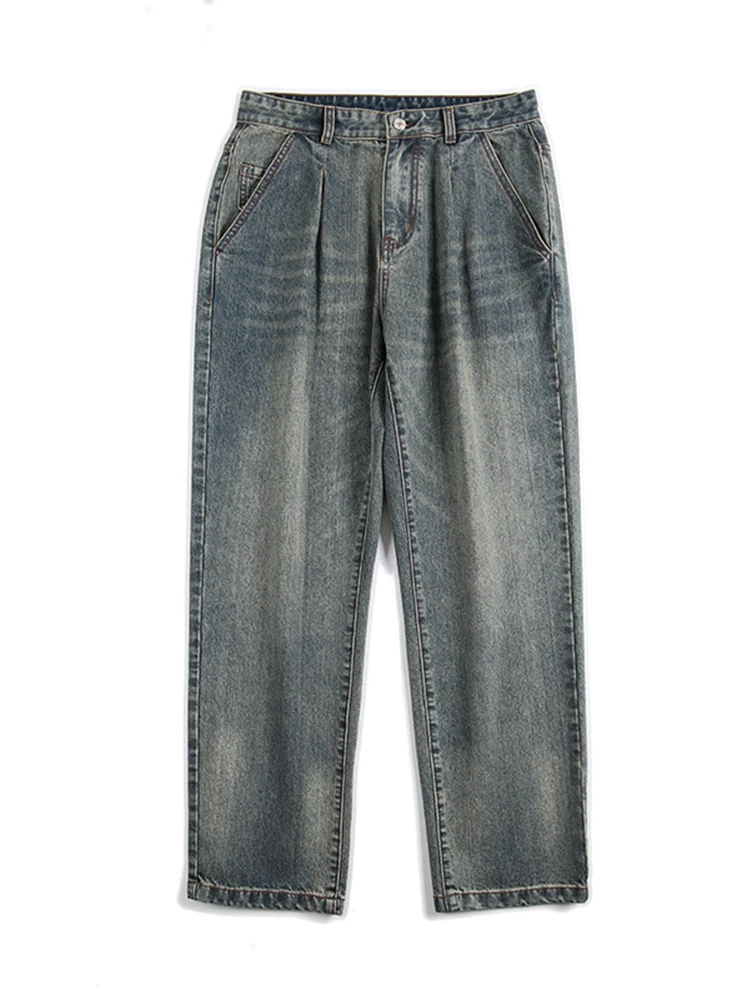 European and American Men Four Seasons Jeans Men's and Women's Same High Street American Wide-leg Pants Streetwear Ins Hot Sale