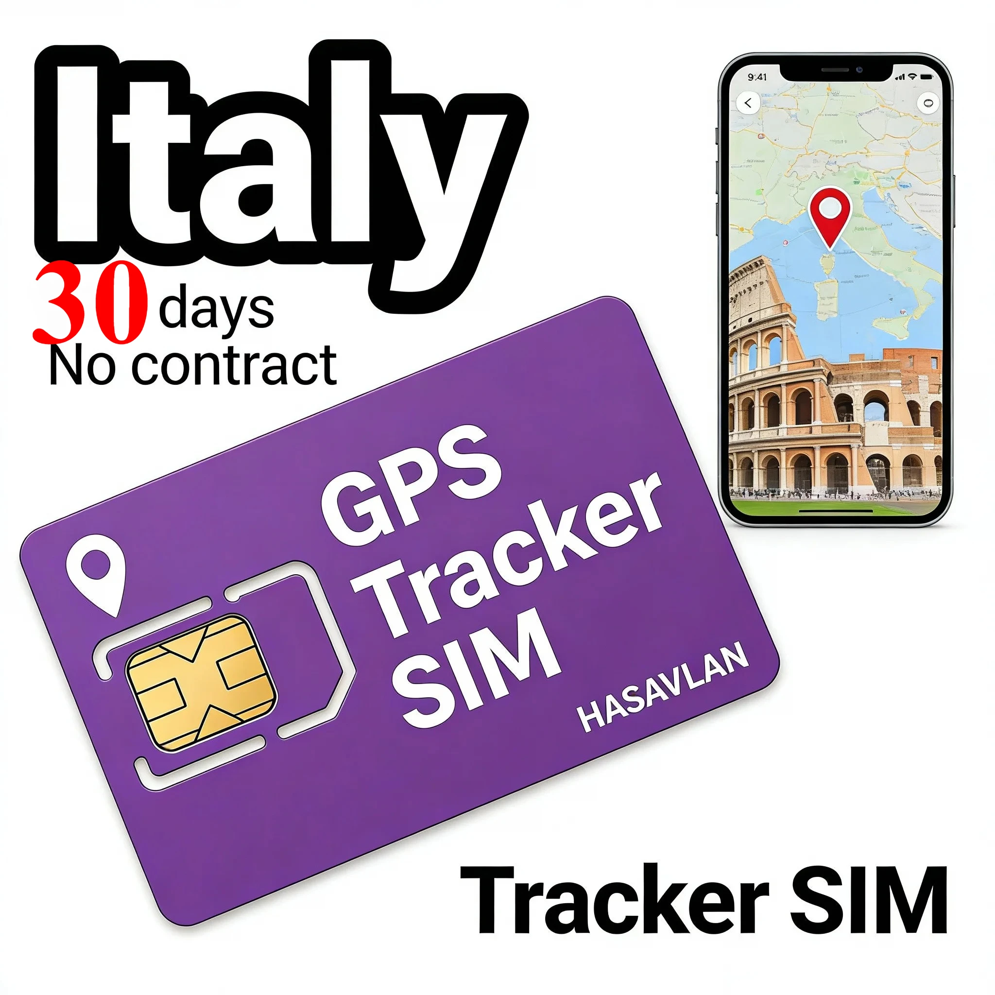 Фото SIM-карта для трекера, без контракта, предварительно нарезана на 3 размера, 4G Cat4 LTE M2M IoT, без контракта, 30 МБ/30 дней для TK905 S20, ZOVAGOLO ITALY №3