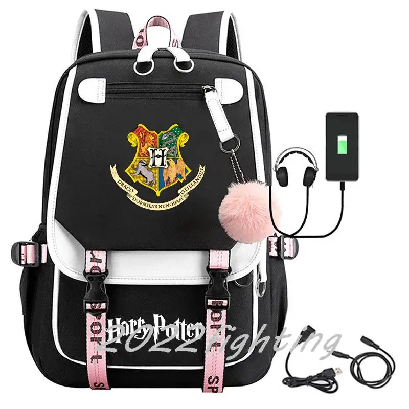 Большой рюкзак Harries Поттера в стиле пэчворк, водонепроницаемый школьный ранец для ноутбука Хогвартса с USB-зарядкой для мужчин и женщин, повседневные сумки