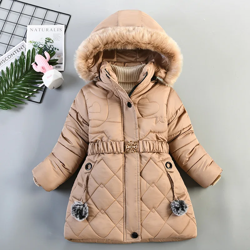 

2022 Winter New Light Luxury Fashion Girls Padded Coat Thickened Long Thick Velvet Padded Coat Kids Boutique Clothing