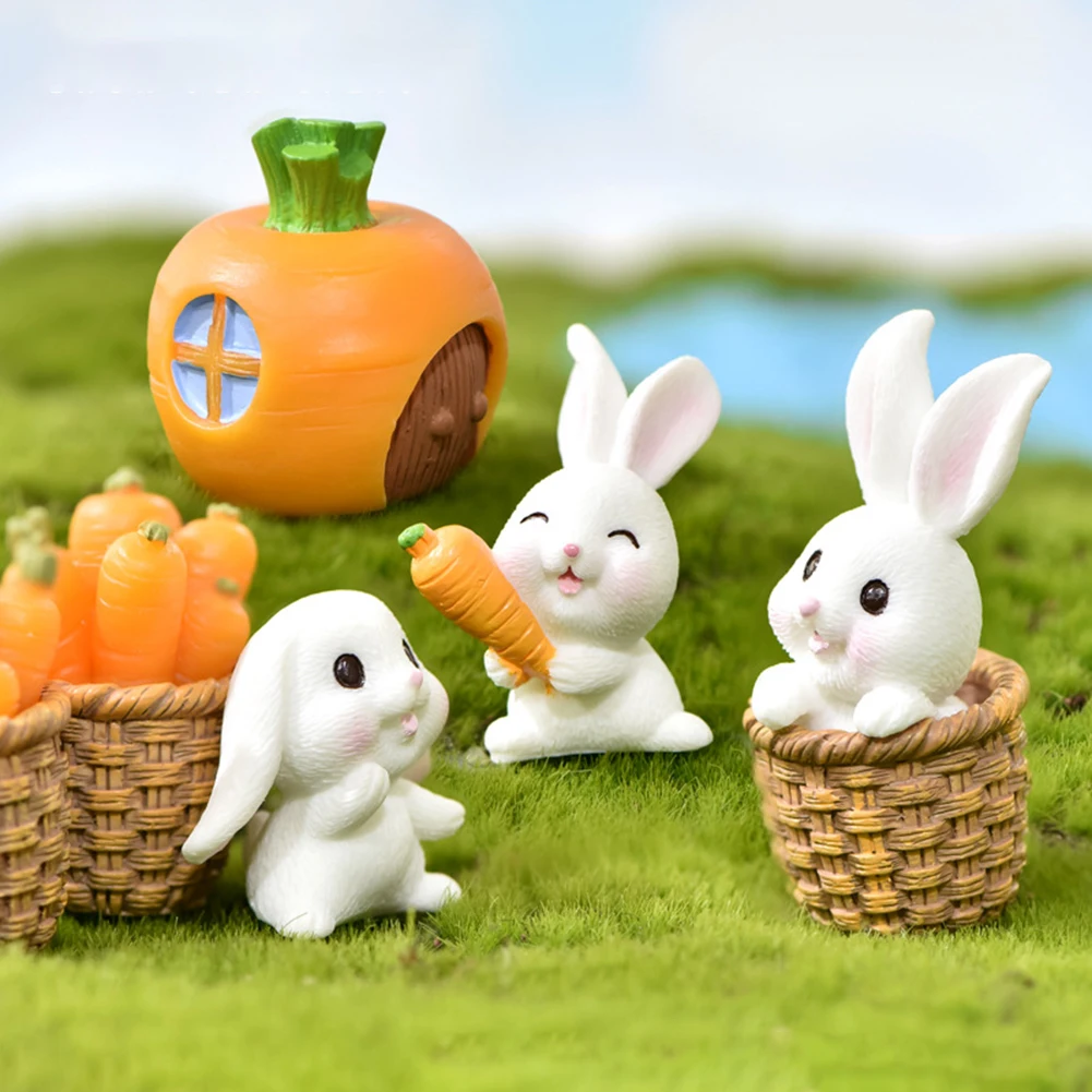 

Mini Rabbit Figurine Miniature Kawaii Cute Bunny Desktop Home Decoration Garden Decoration Home Decor Easter decoration