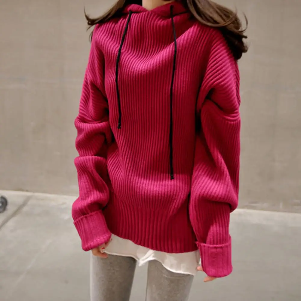 

Casual Best Sellers Women Sweater Fashion Knitted Solid Simple Stitching Pullover Round Neck Long Sleeve Tops Warm Basic Sweater