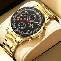 luxury fashion mens watches men sports stainless steel quartz wristwatch man business casual leather watch relogio masculino