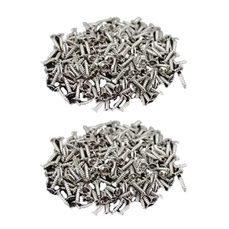 

200Pcs Guitar Pickguard Screws For Fender Strat/Tele Electric Guitar Bass Silver