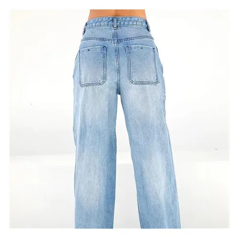 Women's jeans high quality new style wide leg pants temperament commuting high waist wash ordinary jeans casual women's fashion