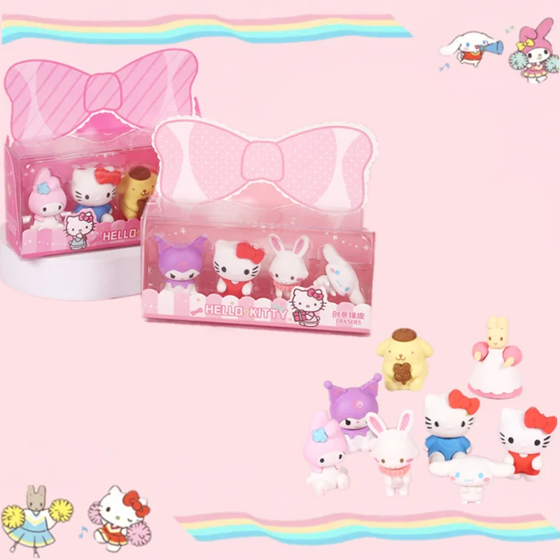 

Sanrio3D трехмерный съемный ластик Kawaii Канцелярские Принадлежности Набор Hello Kitty My Melody Kuromi детская игрушка подарок на день рождения