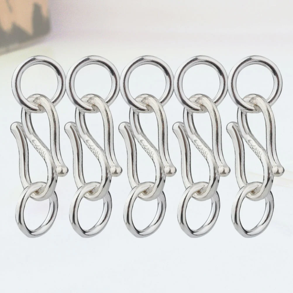 

5 Pcs Snap Hooks Double Ring Buckle Chain Silver Clasp Bracelet Fastener Metal Jewelry Accessory 925 Necklace Lamps for