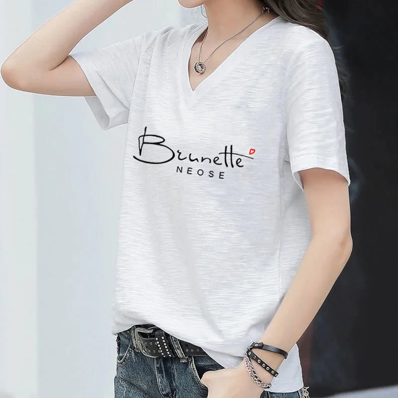 

Bamboo Cotton V-neck short sleeve t-shirt for ladies BLACK