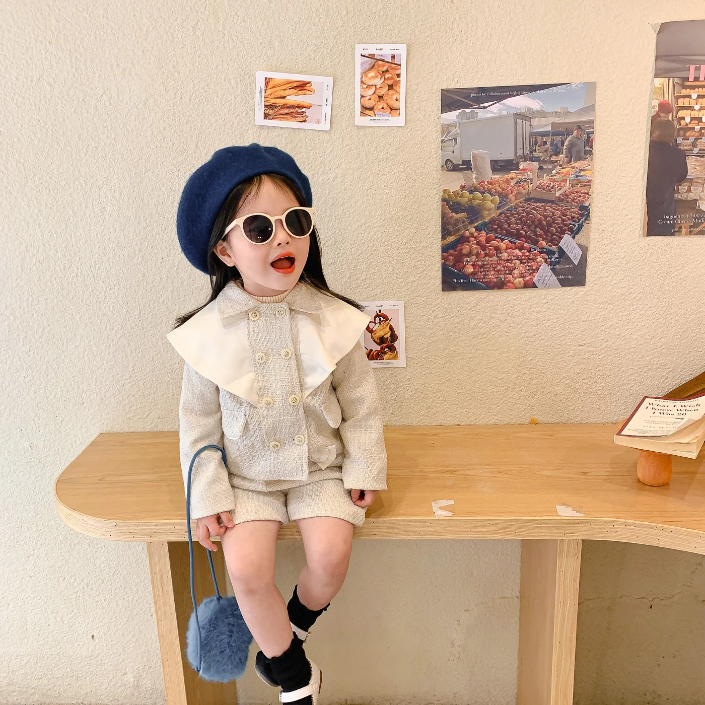 

RiniKinda Baby Girls Fashion Clothing Set Solid Lapel Jackets+Shorts Kids Toddlers Autumn Winter Elegant Suits Child Clothes