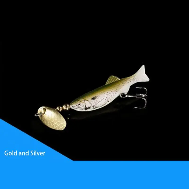 

5.3g Spinner Sequin Lure Streamlined Design Bionic Bait Rotating Sequins Sharp Hook Lure Bait Mustard With Hook Fake Bait 8.6cm