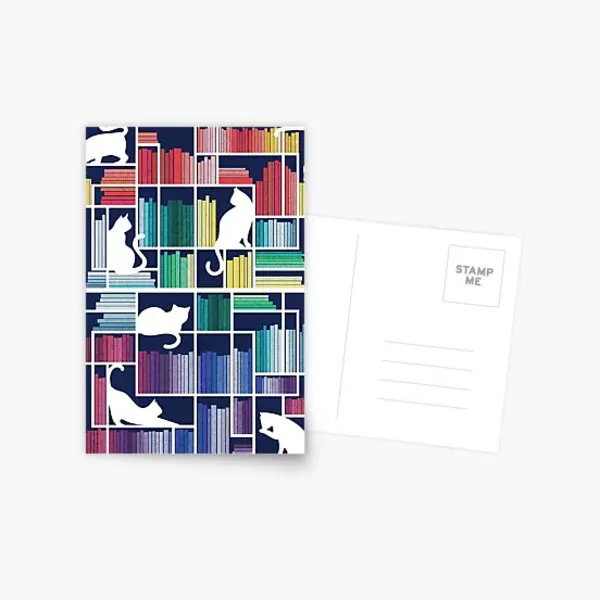 

Радужная книжная полка темно-синий фон открытка Мальчики мультфильм Хум картина Современная поздравительная открытка модный простой Деко...