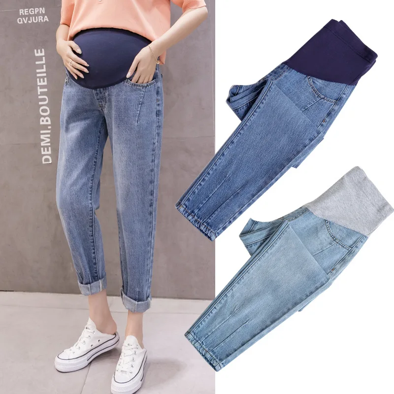 

Autumn Maternity Pants for Pregnant Women Clothes Pregnancy Casual Jeans Pants for Adjustable Waist Denim Belly Jean Trousers