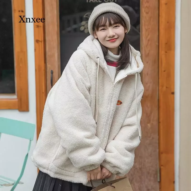 

Lamb Wool Coat Cuye Hoodie Winter Thicken Jacket Warm Zipper Women's Winter Fleece Outerwear Female Jackets Outwear