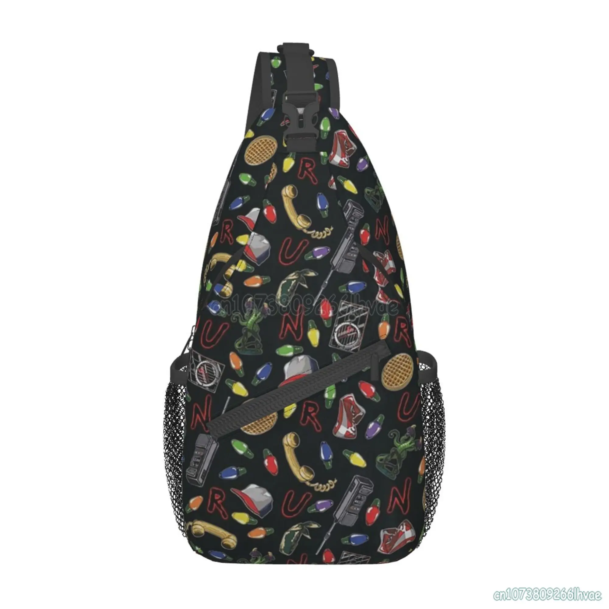 

Stranger Things Black Sling Bag Unisex Chest Bags Crossbody Sling Backpack Travel Hiking Daypack Shoulder Bag for Casual Sport