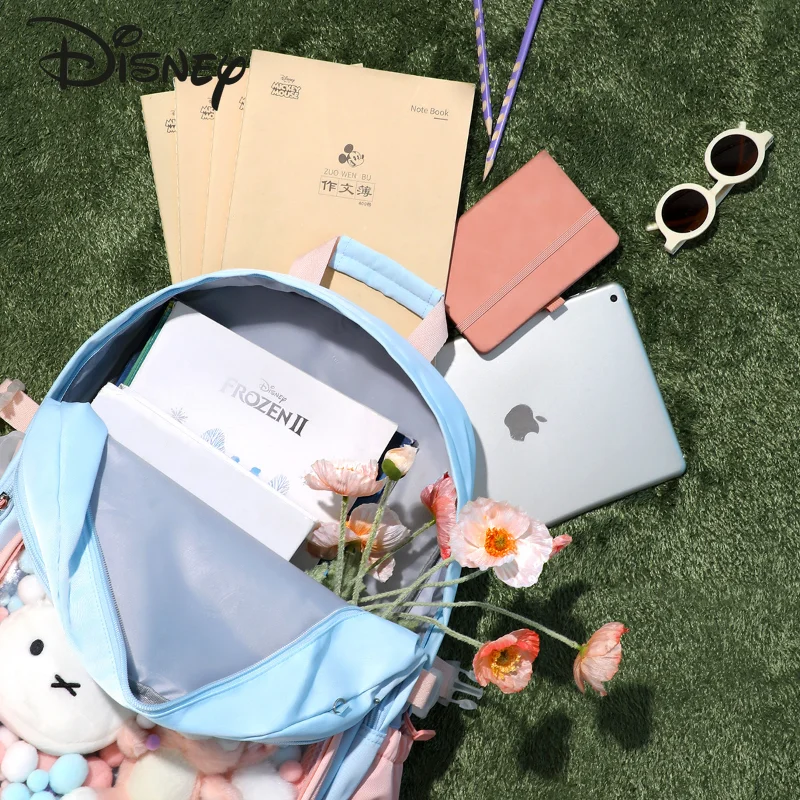 Disney New Girls' Backpack Fashionable High Quality Student Backpack Cartoon Multi Functional High Capacity Girls' Backpack