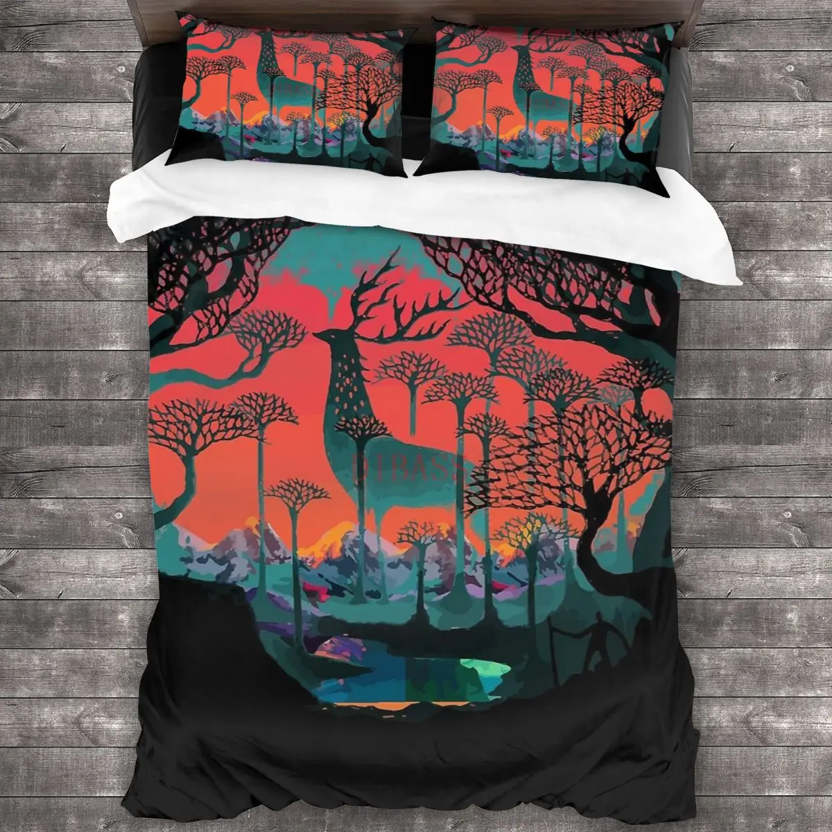 

Лесной дух-Лесная иллюстрация мягкая искусственная кожа с 2 наволочками, пододеяльник с застежкой-молнией