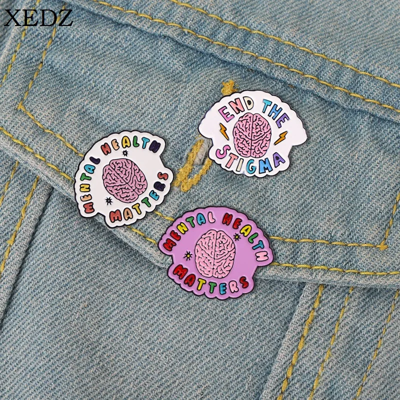 

Mental Health Brooch Targeting Anti Stigma Treatment Disease Awareness Brain Depression Anxiety Badge Pin Inspirational Jewelry