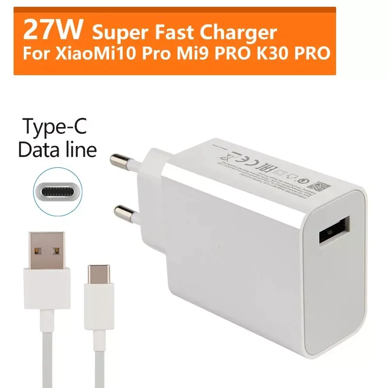 

Quick Charger 27W QC 4.0 Turbo Charger Type-C For Xiaomi Mi 9 SE Mi9 Mi10 Pro Redmi Note 8 K20 K30 Pro MIX 3 Mi Pad4